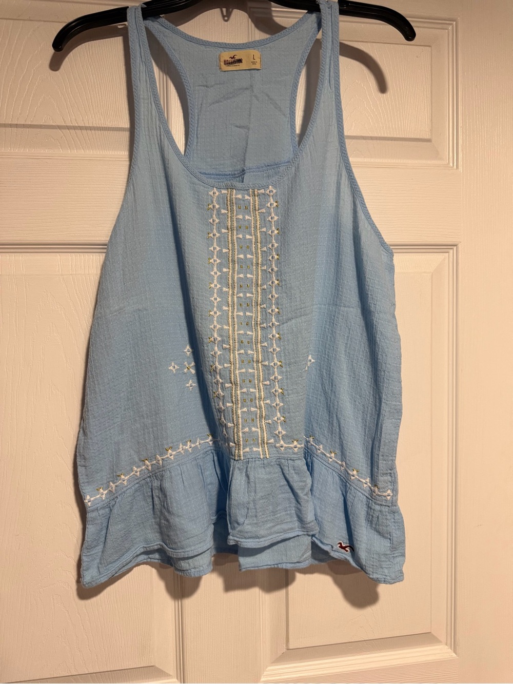 Hollister Light Blue Embroidered Racerback Tank